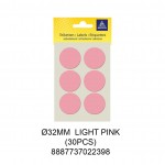 MAYSPIES MS032 COLOUR DOT LABEL / 5 SHEETS/PKT / 30PCS / ROUND 32MM LIGHT PINK